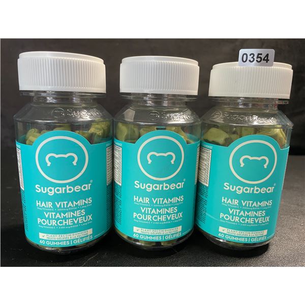 3 Bottles of Sugarbear Hair Vitamins - 60 Gummies Each - New (BB: 04/2026)