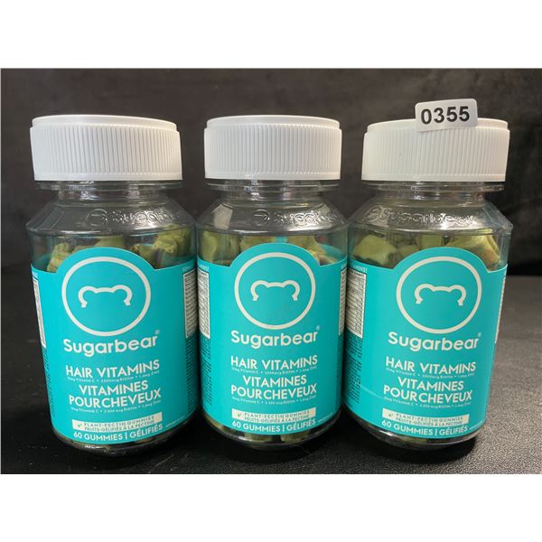 3 Bottles of Sugarbear Hair Vitamins - 60 Gummies Each - New (BB: 04/2026)
