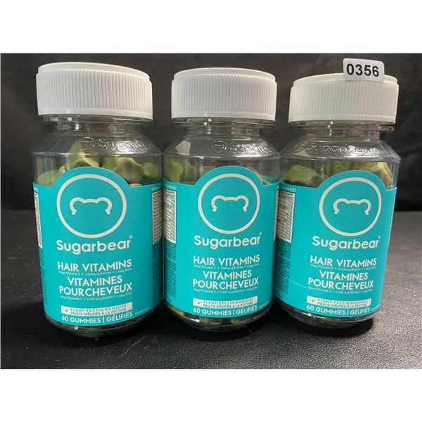 3 Bottles of Sugarbear Hair Vitamins - 60 Gummies Each - New (BB: 04/2026)
