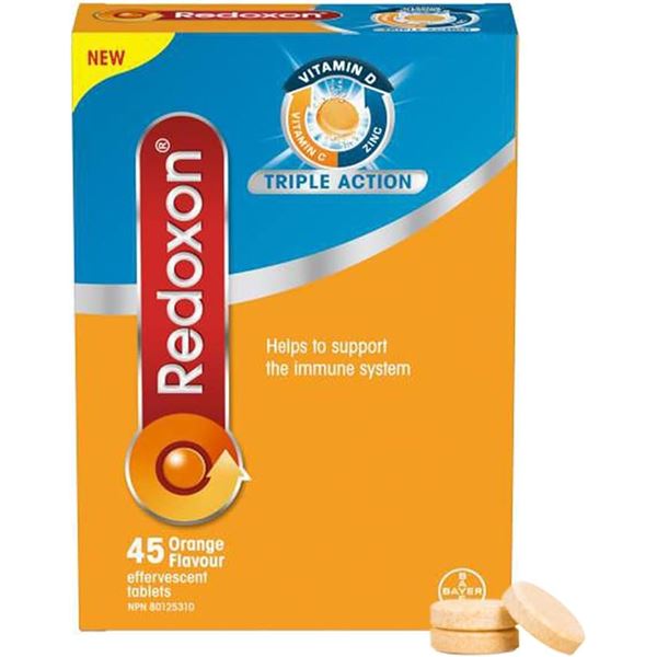 2 Boxes of Redoxon Triple Action Immune Support Tablets - 45 Orange Flavour Tablets Each - New