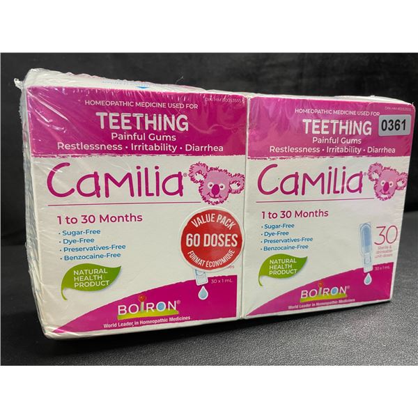 2 Boxes of Boiron Camilia Homeopathic Teething Medicine (for 1 to 30 months) 60 Doses Total - New