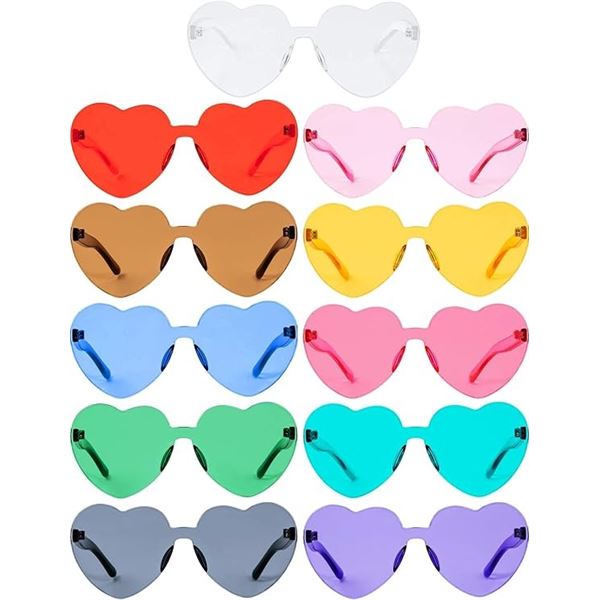 4 Packs of Heart-Shaped Sunglasses/Party Sunglasses - 11 Colours Per Pack - New