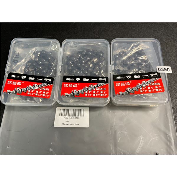 3-Pack of Replacement 10inch Chainsaw Chains - Brand New