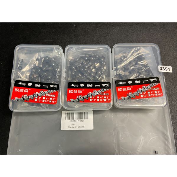 3-Pack of Replacement 10inch Chainsaw Chains - Brand New
