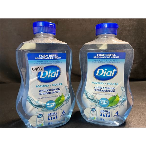 2 Dial Antibacterial Foaming Hand Soap Refills; Spring Water Scent (887ml Each) - New