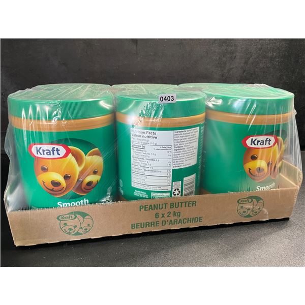 1 Case of 6 x 2KG Jars of Kraft Smooth Peanut Butter; Exp AU28/2025 - New