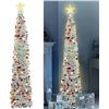 Image 1 : 1 5FT Tall Pop-Up Christmas Tinsel Tree; Collapsible Artificial Tree w/ LED Lights - New in Box
