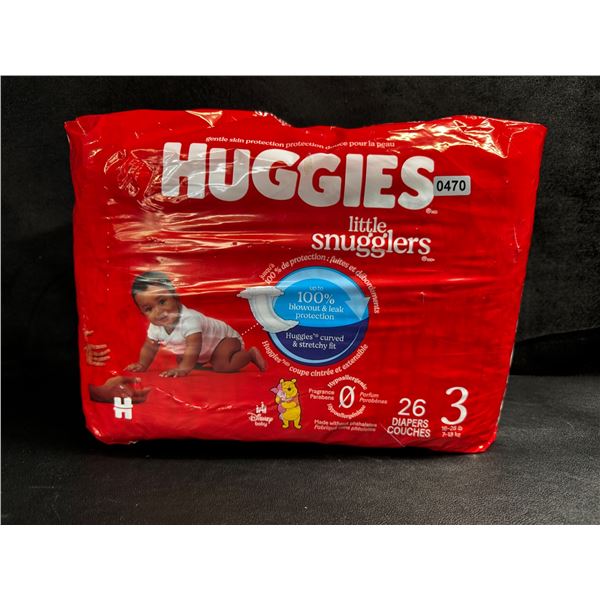 1 26ct Pack of Huggies Little Snugglers Diapers Size 3 - New