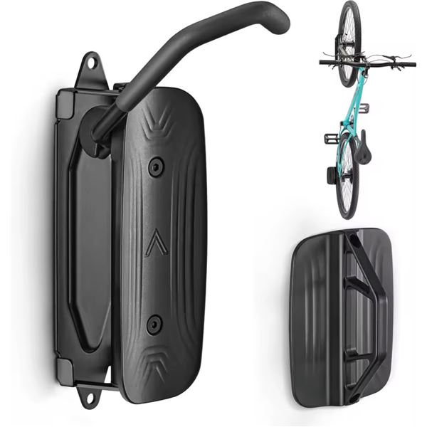 1 Swivel Arm Flush Mount Bicycle Storage Rack with Tire Stop - Wall Mounted - New
