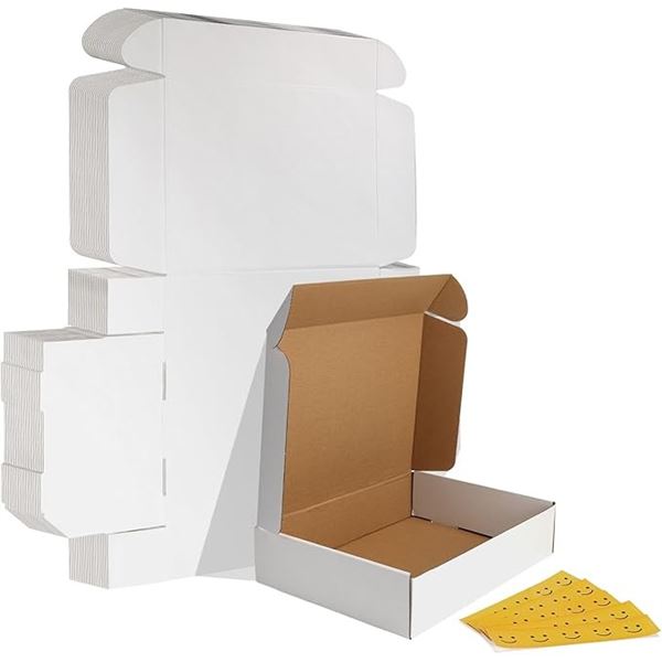 25-Pack of Small White Shipping Boxes (13" x 10" x 3") Mailing Boxes/Gift Packing Boxes - New