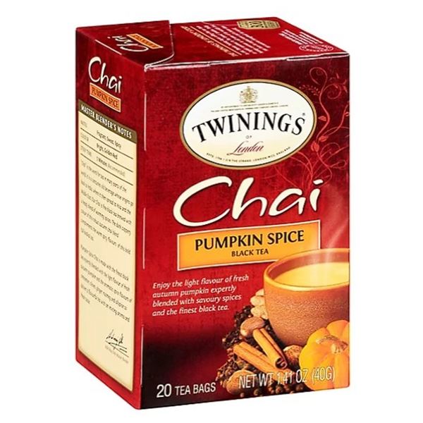 1 Case of Twinnings Pumpkin Spice Black Tea (6 Boxes x 20 Tea Bags Each) - New