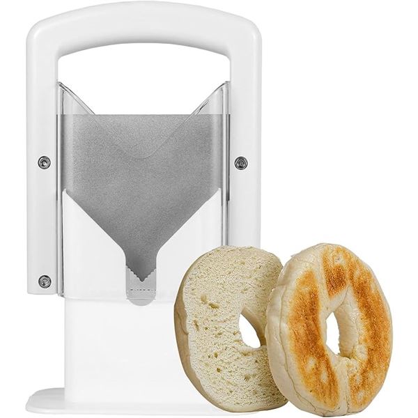 1 Stainless Steel Bagel Slicer/Easy-Slice Bagel Cutter Device - New