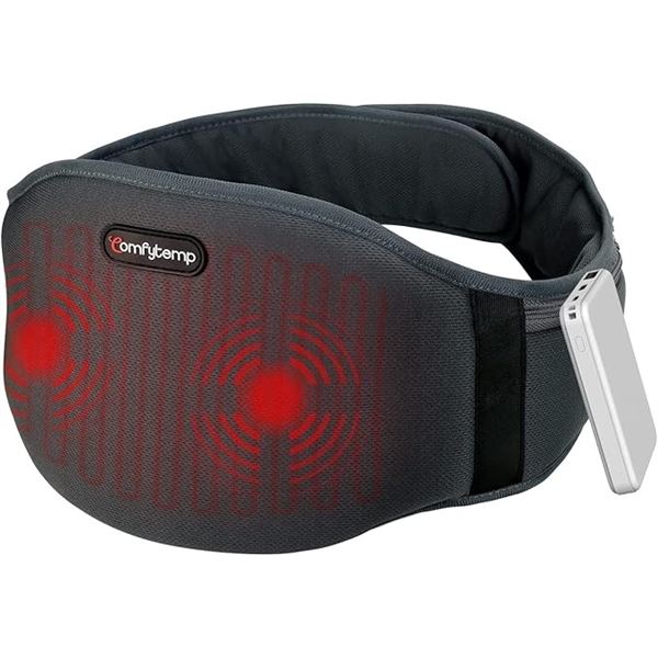1 Comfytemp Cordless Electric Heating Pad for Back/Waist Pain; Heated Belt Wrap with Massage - New
