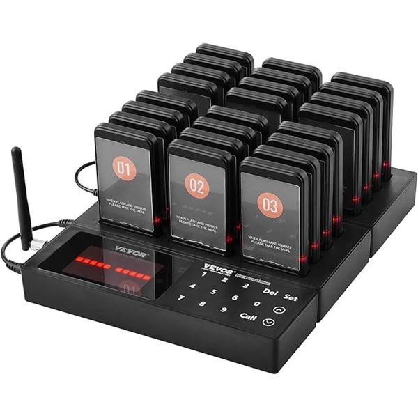 1 VEVOR P80 Restaurant Pager System w/ 24 Buzzers; 400m Long Range; Great for Restaurants! NEW
