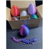 Image 2 : 6-Pack of 3D Printed Dragon Eggs with Dragon Inside - Assorted Colours - Brand New