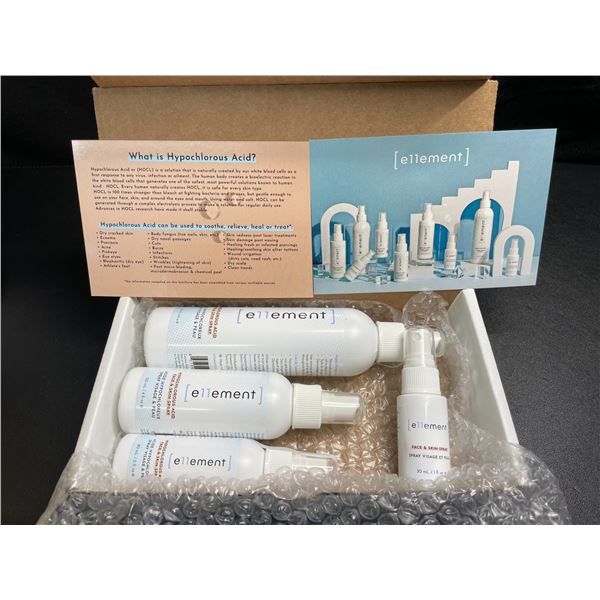 1 e11ement Hypochlorous Acid All Natural Face & Skin Spray Kit (3 Size Bottles + Bonus Bottle) - New
