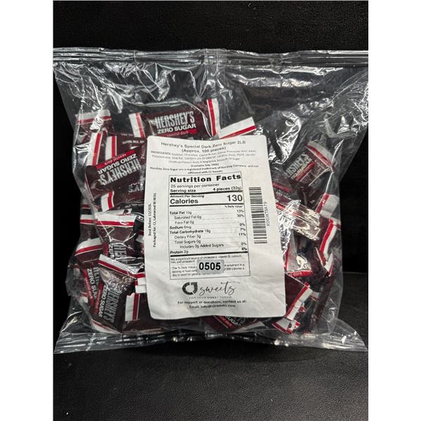 1 2LB Bag of Hersheys Special Dark Zero Sugar Chocolates - New