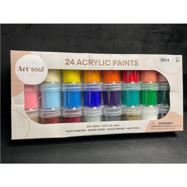 Art-Soul 24-Pack Acrylic Paints (24 x 15ml) Multi-Purpose, Quick Drying - Brand New