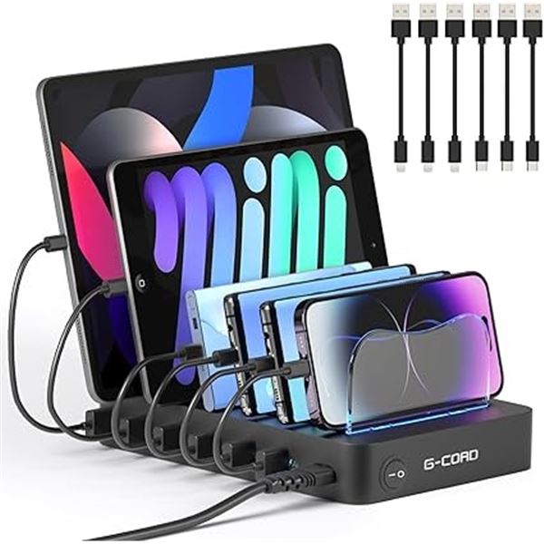 1 G-Cord 6-Port Multiport 10A USB Charging Station/Docking station for Phones/Tablets - New