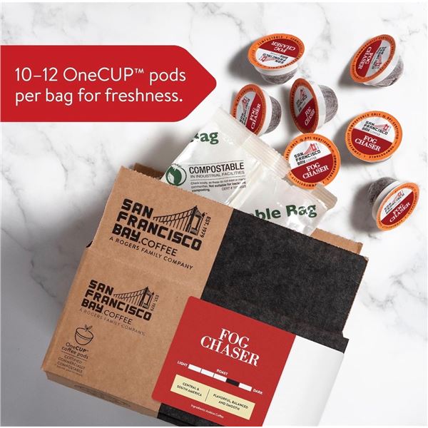 1 Box of 80 OneCup Coffee Pods - San Francisco Bay Coffee Pods - Fog Chaser - New