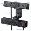Image 10 : 1 Double Layer Desk Clamp Power Strip Bar w/ 18W Fast Charge Station; 10 Outlets; 6Ft Cord - NEW
