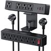Image 1 : 1 Double Layer Desk Clamp Power Strip Bar w/ 18W Fast Charge Station; 10 Outlets; 6Ft Cord - NEW