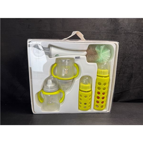 1 Madeliev 6pc Baby Bottle Set with Brush and Storage Box - Yellow - New