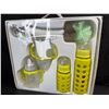 Image 2 : 1 Madeliev 6pc Baby Bottle Set with Brush and Storage Box - Yellow - New