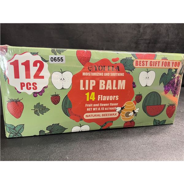 112pcs Yopela Moisturizing and Soothing Lip Balm Set - 14 Flavours; Natural Beeswax Lip Balms - New