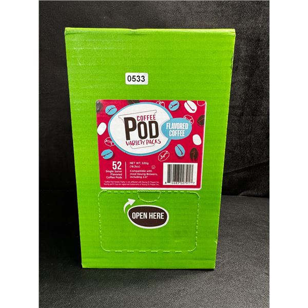 1 Box of 52 Coffee Pods Variety Pack - Flavoured Coffee - New