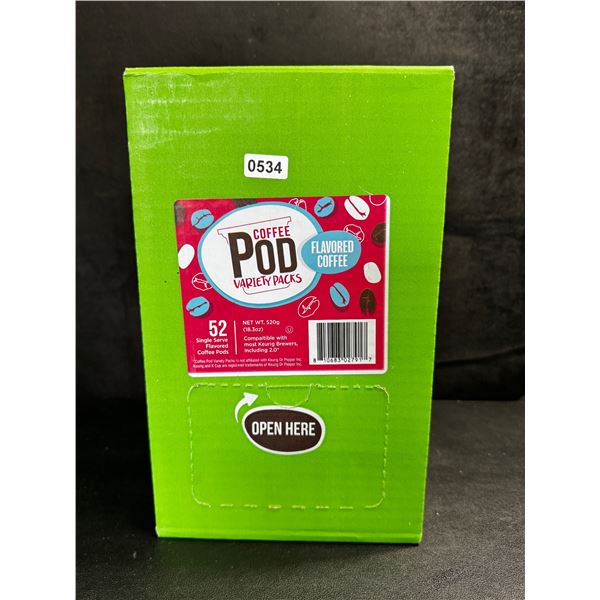 1 Box of 52 Coffee Pods Variety Pack - Flavoured Coffee - New