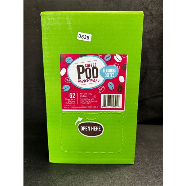 1 Box of 52 Coffee Pods Variety Pack - Flavoured Coffee - New