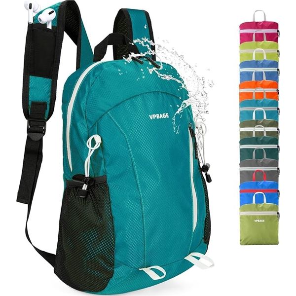 1 Water-Resistant 15L Hiking Backpack for Outdoors/Travel; Foldable/Easy Storage Design - New