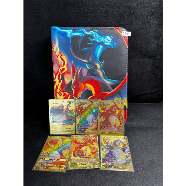 1 Leather Trading Card Game Binder - Stores 200-400 Cards Includes 6 Metal Trading Cards - New