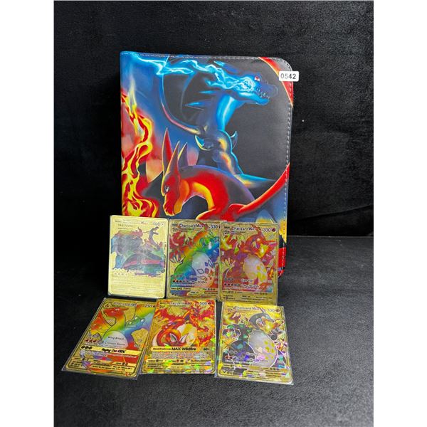 1 Leather Trading Card Game Binder - Stores 200-400 Cards Includes 6 Metal Trading Cards - New