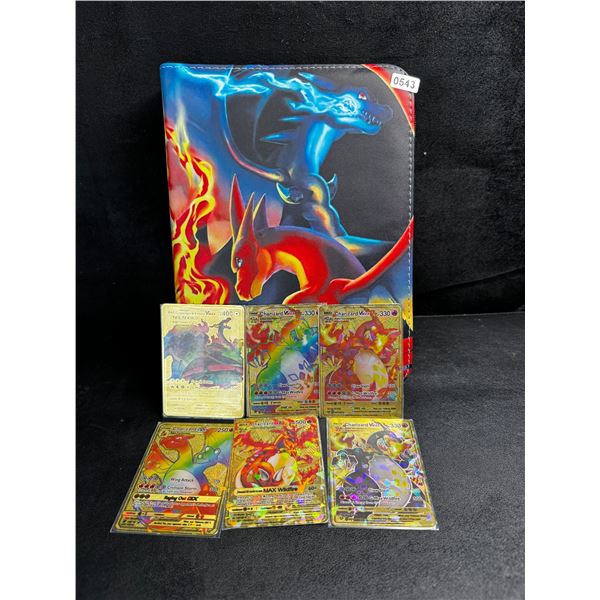 1 Leather Trading Card Game Binder - Stores 200-400 Cards Includes 6 Metal Trading Cards - New