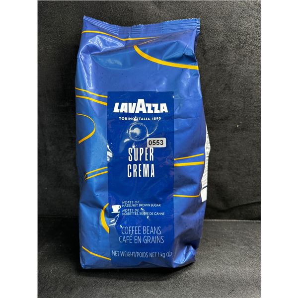 1 1KG Bag of Lavazza Super Crema Coffee Beans with Notes of Hazelnut and Brown Sugar - New
