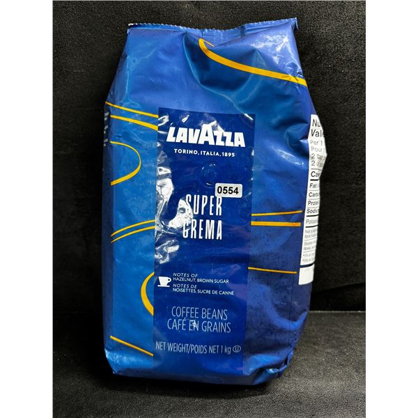 1 1KG Bag of Lavazza Super Crema Coffee Beans with Notes of Hazelnut and Brown Sugar - New