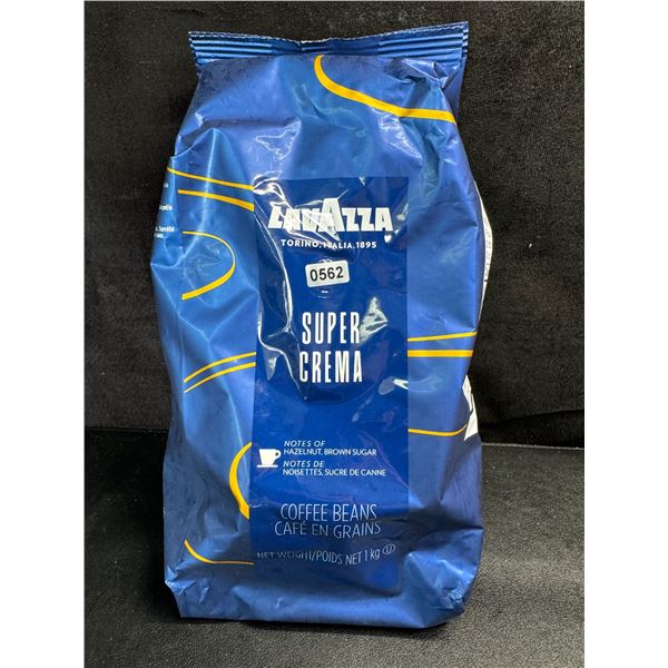1 1KG Bag of Lavazza Super Crema Coffee Beans with Notes of Hazelnut and Brown Sugar - New