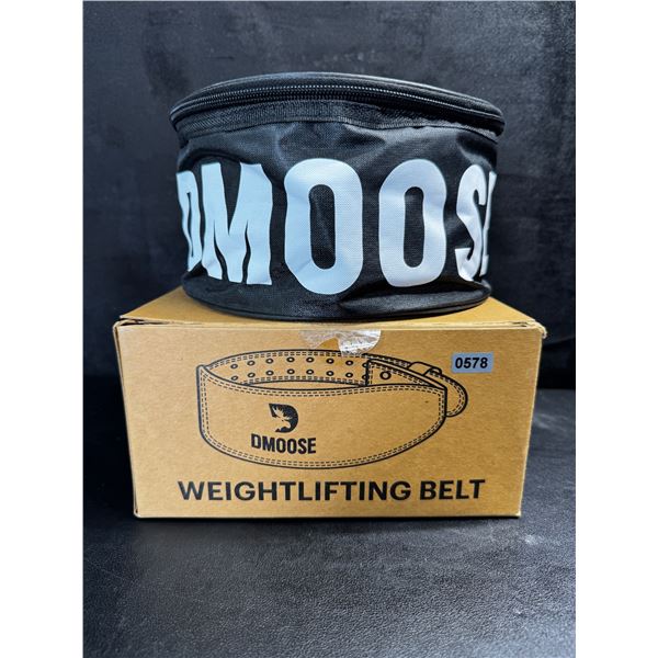 1 Moose Size Large Leather Weight Lifting Belt with Travel Case - New