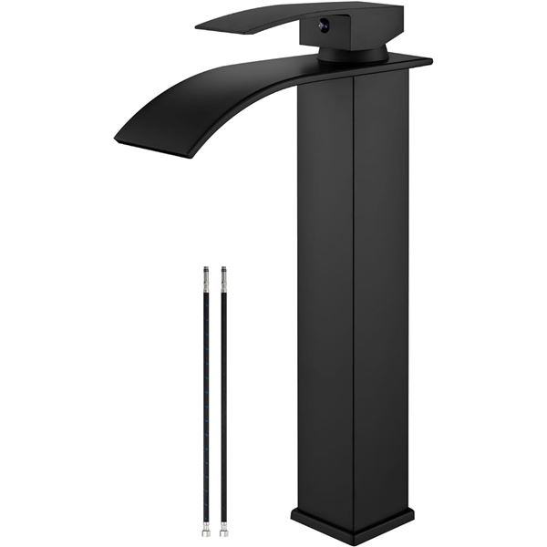 1 Matte Black Tall Waterfall Bathroom Faucet - Single Hole/Single Handle Faucet - New in Box!