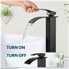 Image 4 : 1 Matte Black Tall Waterfall Bathroom Faucet - Single Hole/Single Handle Faucet - New in Box!