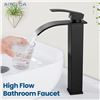 Image 8 : 1 Matte Black Tall Waterfall Bathroom Faucet - Single Hole/Single Handle Faucet - New in Box!