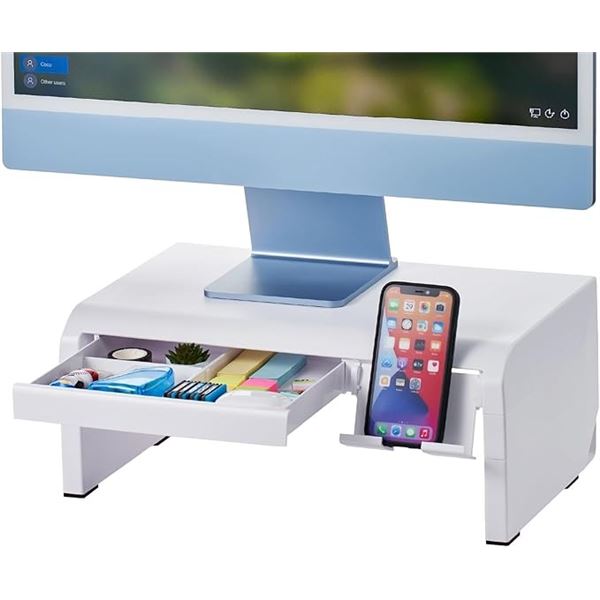 1 Bostitch Konnect Adjustable Monitor Stand with Drawer and Phone Stand - New (Dmg Box)