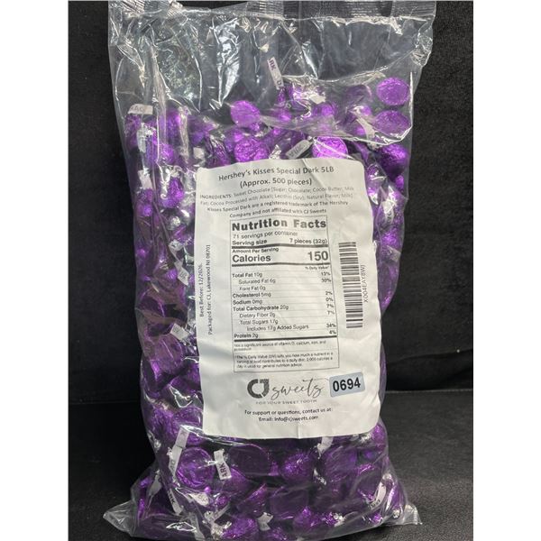 5LB Bag of Hershey's Kisses Special Dark Chocolates (Approx. 500 Pieces) BB:12/2026