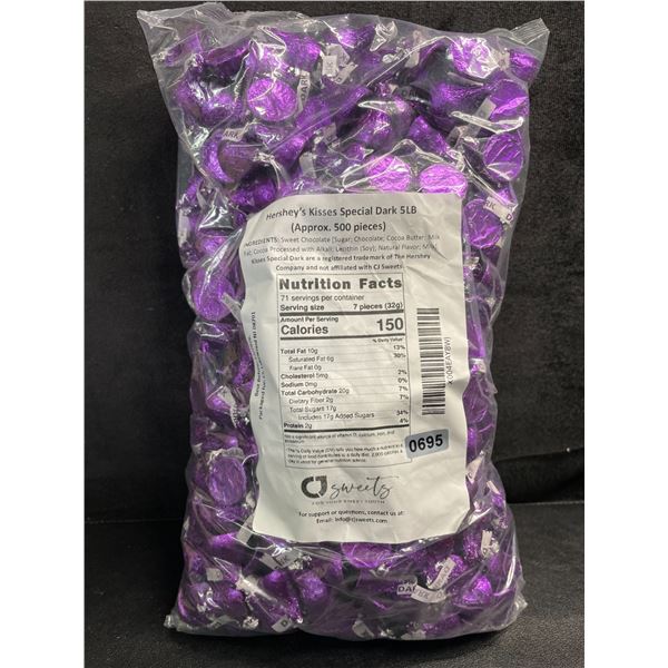 5LB Bag of Hershey's Kisses Special Dark Chocolates (Approx. 500 Pieces) BB:12/2026