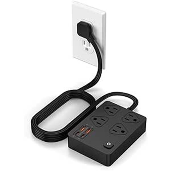 1 Power Strip Bar/Surge Protector w/ 6FT Cord; 4 Outlets; 20W PD Fast USB-C Charging - New