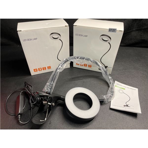 2 LED Gooseneck Flexible Desk Lamps/Reading Lamps; Clamp-On Design - Brand New