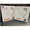 Image 1 : 2 LED Gooseneck Flexible Desk Lamps/Reading Lamps; Clamp-On Design - Brand New