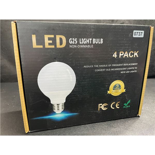 4-Pack of LED G25 Light Bulbs - E25 Base, 5000K, 9W, Non-Dimmable - New